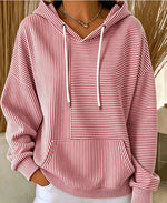 Casual Striped Cotton Hoodie