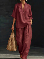 Casual And Cozy Minimalist Linen Two-piece Set