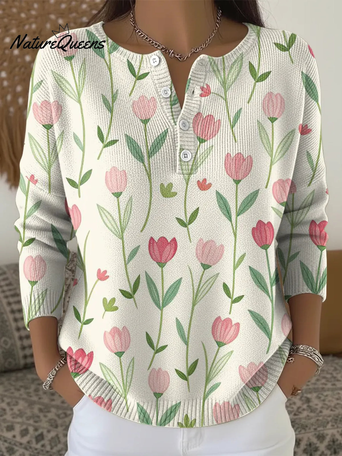 Women's Flowers Casual Printed Sweater