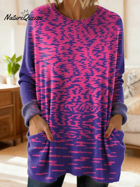 Women's Retro Floral Flower Ethnic Art Print Casual Cotton Knitted Sweater