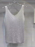 Stylish, Sparkling Rhinestone Knit Vest