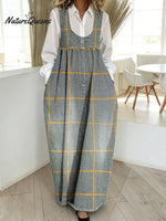 Women's Plaid Pattern Art Print Casual Cotton Denim Dress