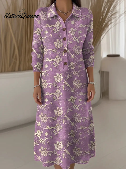 Women's Floral Pattern Art Print Casual Knitted Dress