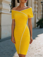 Women's Off-shoulder Short-sleeved Casual Slim-fit Bodycon Dress