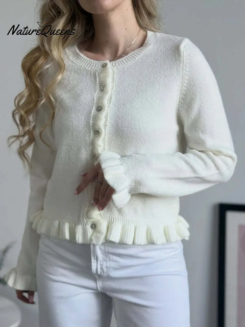 Women's Comfortable Ruffled Cardigan