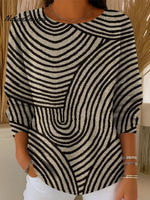 Women's Abstract Minimalist Stripes Casual Pullover Sweater