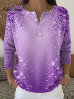 Women's Purple Shiny Casual Printed Sweater