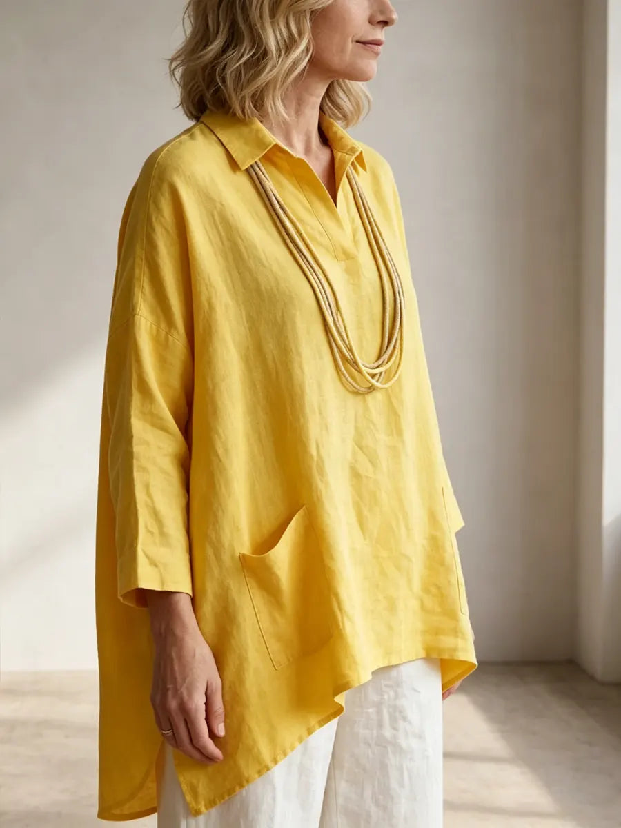 Women's Simple Cotton And Linen Loose Shirt