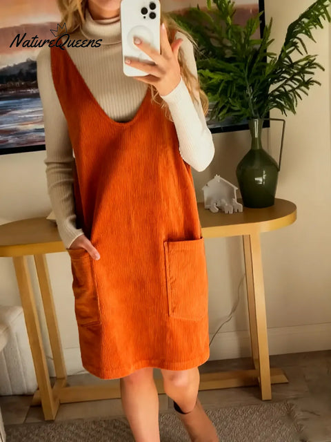 Women's Comfortable Corduroy Cotton Vest Dress