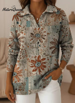 Women's Vintage Artistic Flowers V-neck Sweater