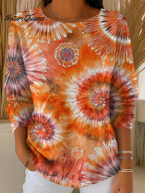 Women's Tie-dye Pattern Casual Pullover Sweater