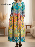 Women's Abstract Pattern Art Print Casual Cotton Dress