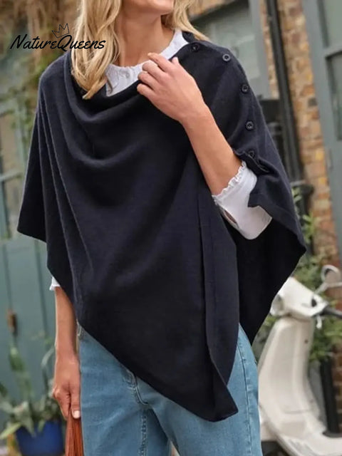 Women's Loose Casual Button Cape