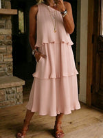 Casual Loose-fitting Linen And Cotton Sleeveless Dress