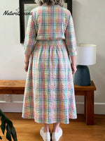 Women's Rainbow Plaid Cotton Dress