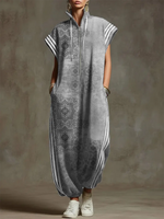 Women's Vintage Pattern Art Print Casual Cotton Jumpsuit