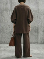 Women's Simple Oversized Cotton-linen Suit