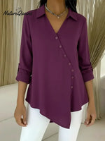 Women's Casual Asymmetrical Hem Cotton Shirt