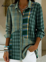 Artistic Plaid Print Patchwork Shirt
