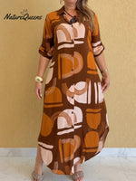 Artistic Color-block Printed Shirt Dress