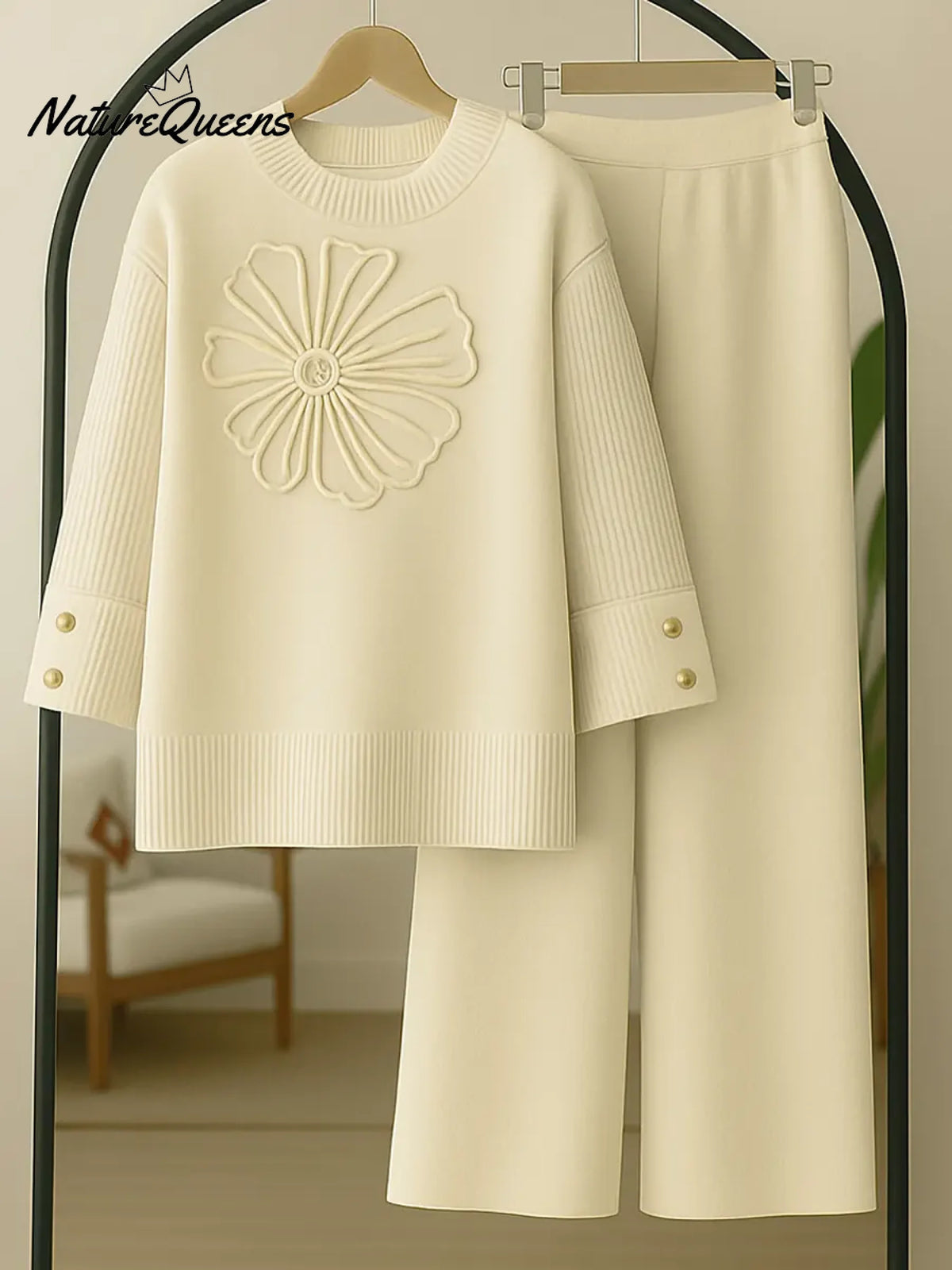 Women's Two-piece Knit Sweater And Pants Set