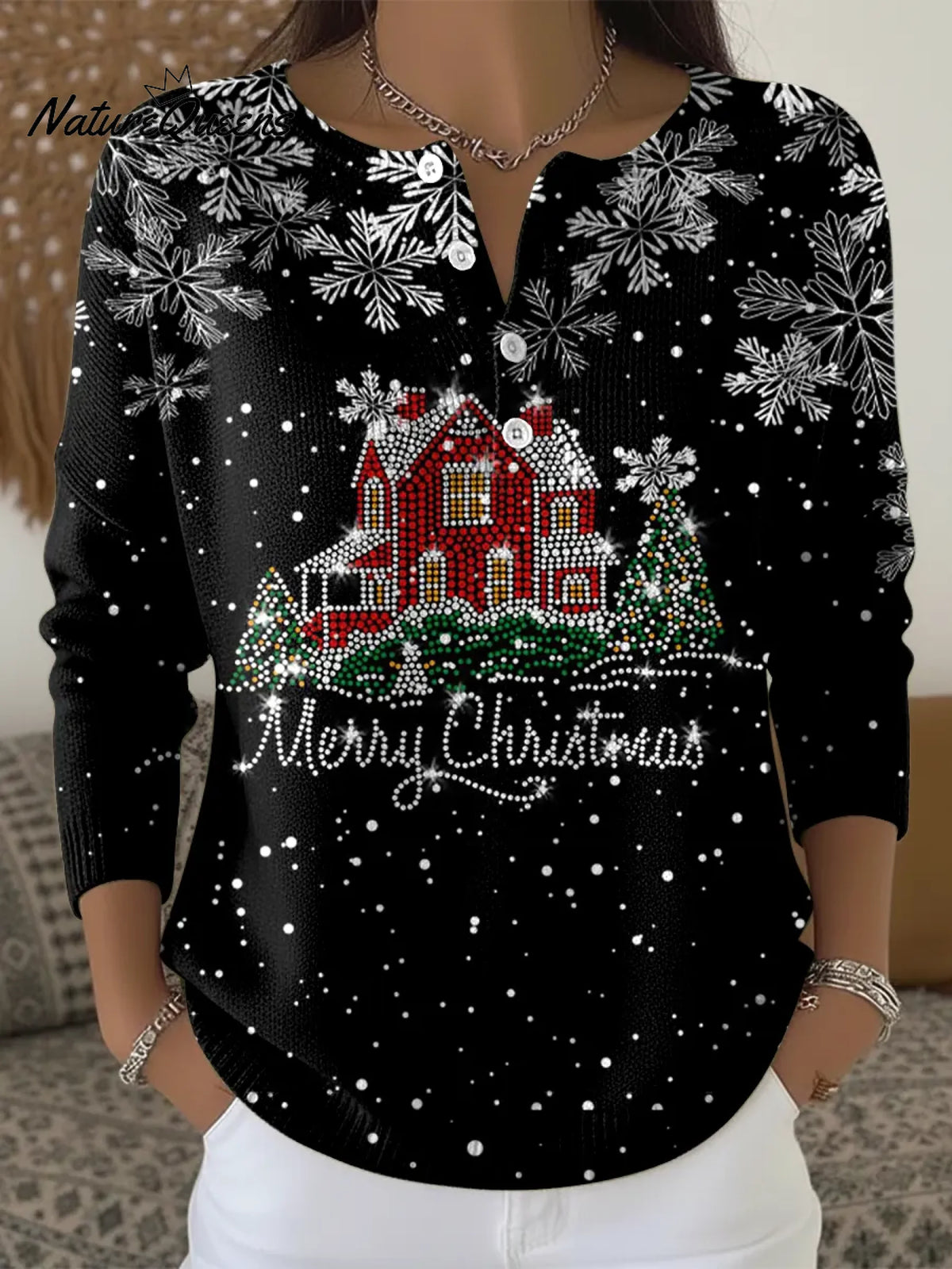 Women's Merry Christmas Casual Printed Sweater