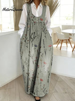 Women's Floral Pattern Art Print Casual Cotton Denim Dress