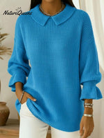 Retro Cozy Peter Pan Collar Lantern Sleeve Sweater