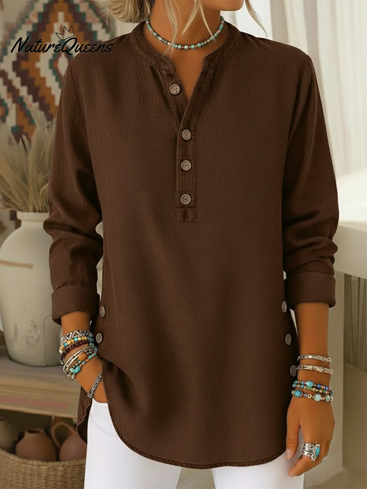 Casual Cozy Button-up Denim Cotton Shirt Top