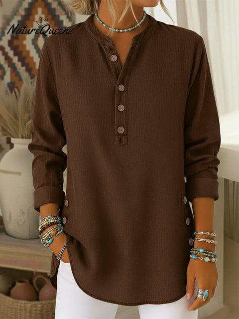 Casual Cozy Button-up Denim Cotton Shirt Top