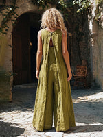 Relaxed Breathable Linen Cotton Boho Jumpsuit With Pockets