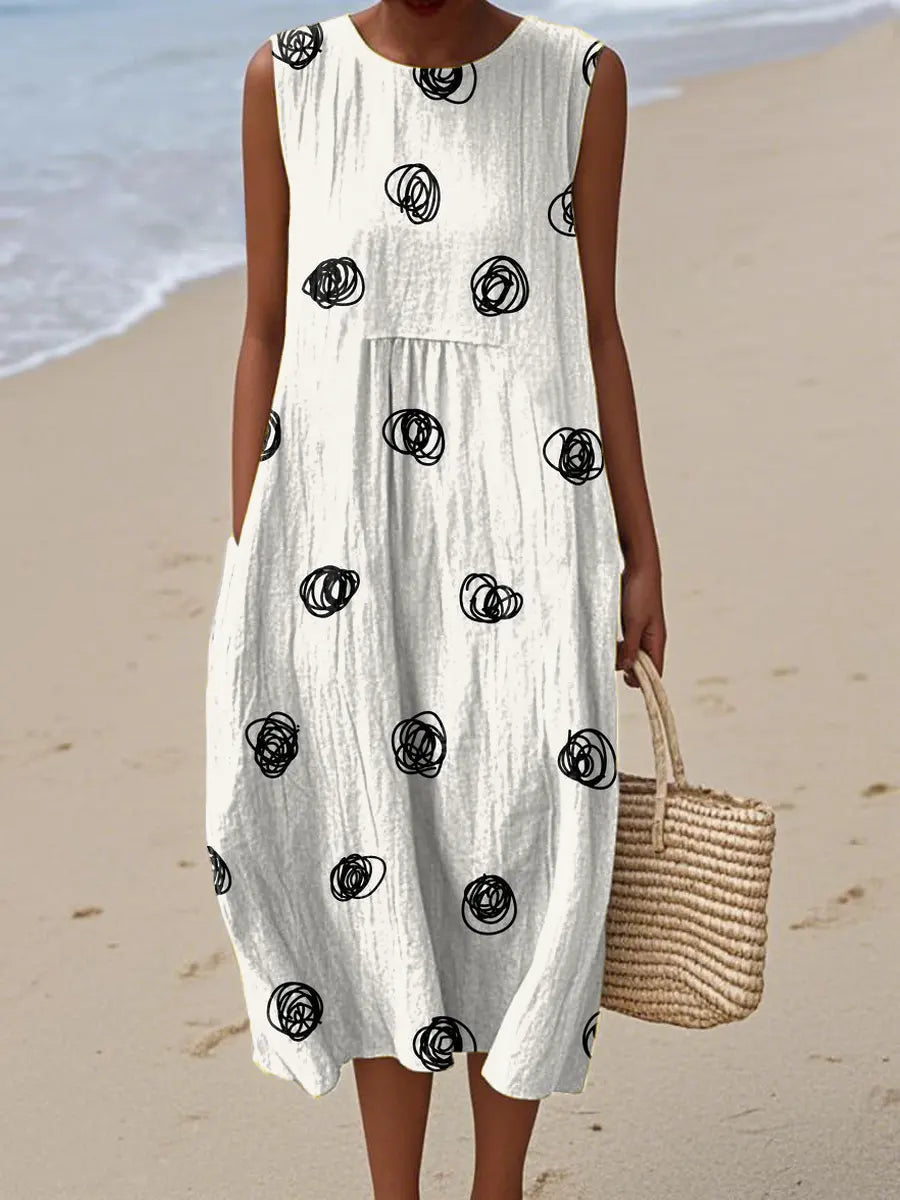 Women's Abstract Pattern Art Print Casual Cotton Dress