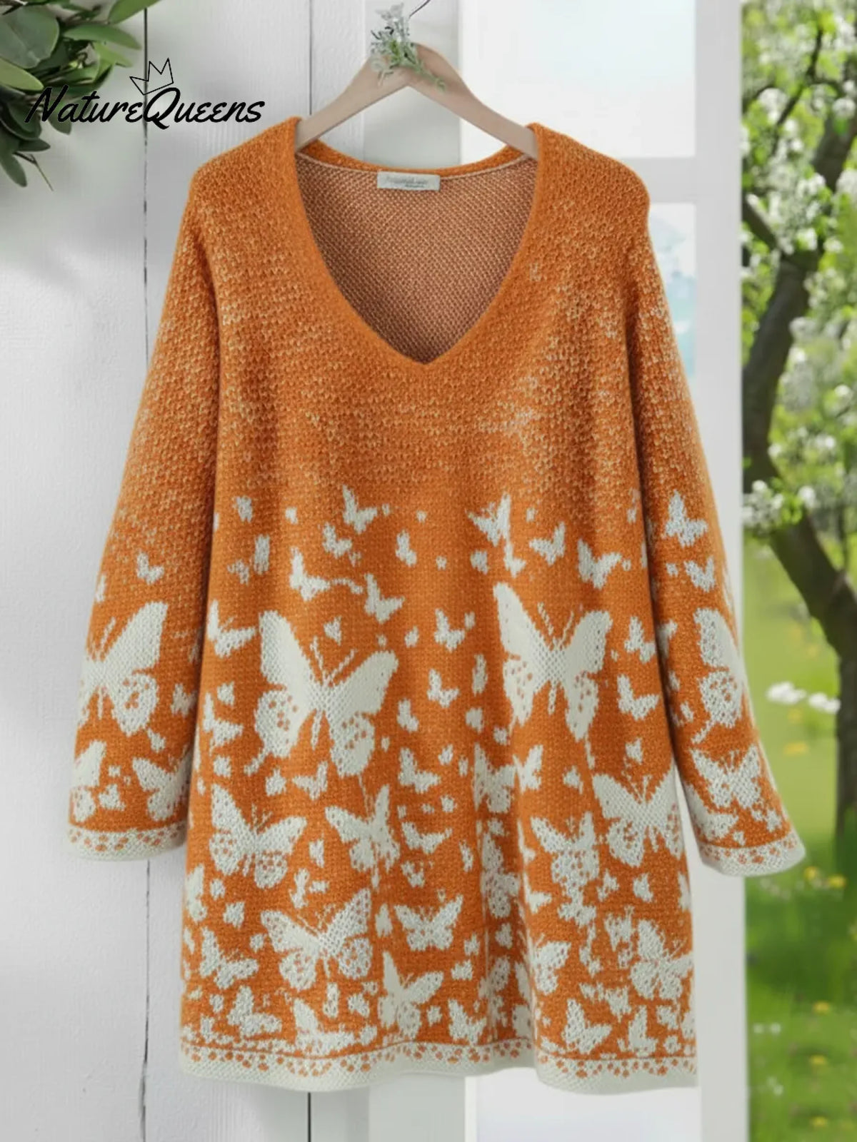 Butterfly Valley Art Print Cozy V-neck Sweater