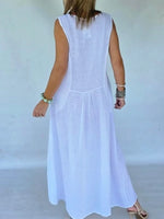 Women's Cozy Linen And Cotton Sleeveless Dress