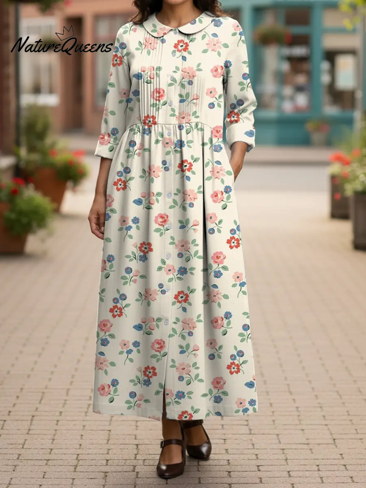 Women's Cute Vintage Small Flowers Cotton And Linen Dress