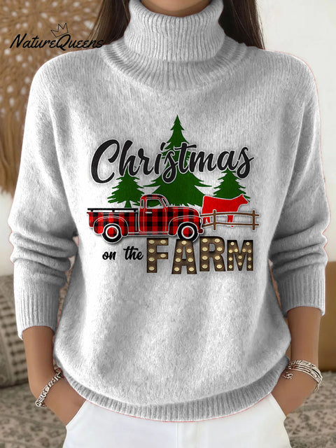 Christmas Farm Decorative Pattern Casual High Stretch Long Sleeve Sweater