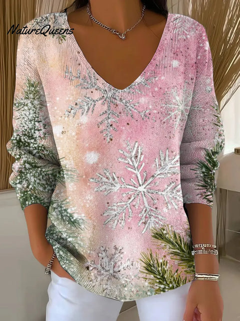 Women's Gradient Snowflakes Casual Pullover Sweater