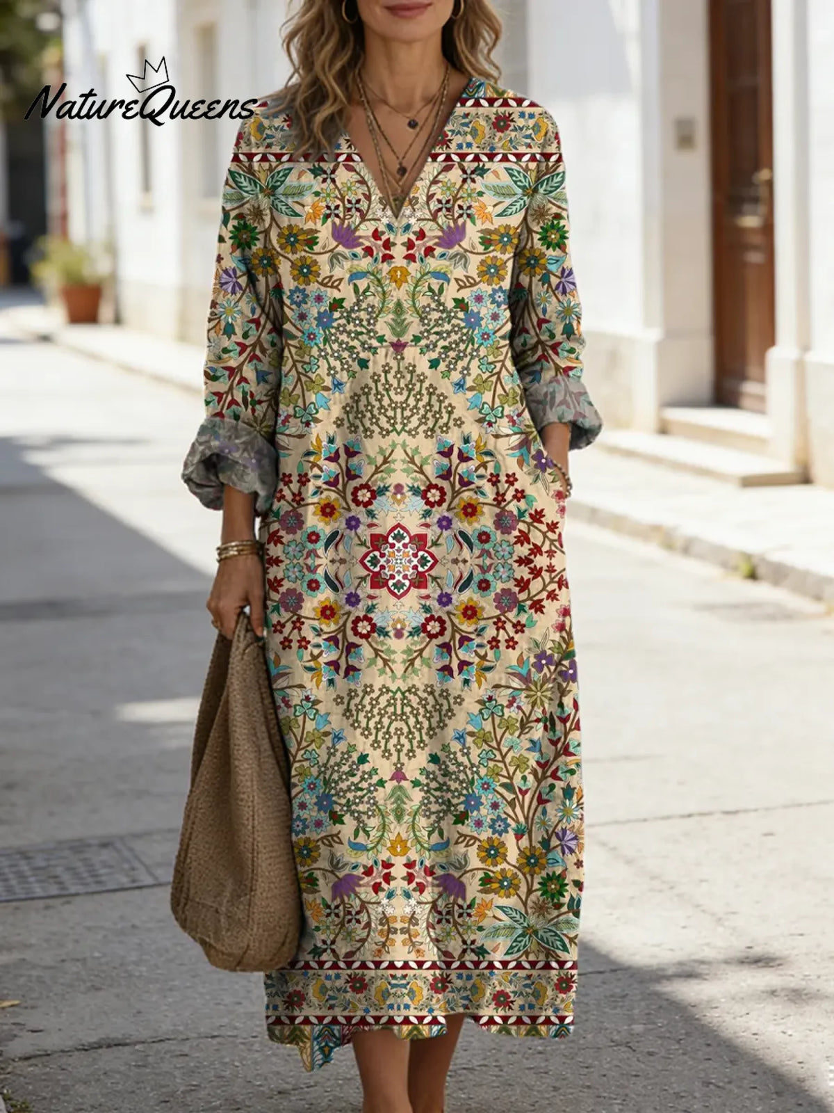 Women's Floral Art Print Casual Cotton Dress