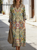 Women's Floral Art Print Casual Cotton Dress