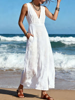 Women's Long Cotton Linen Slit Dress