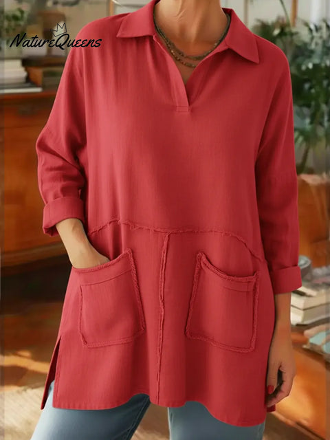 Women's Loose-fitting Casual Linen-cotton Top