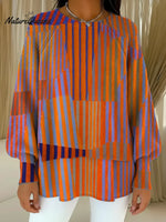 Women's Geometric Pattern Art Print Casual Knitted Sweater