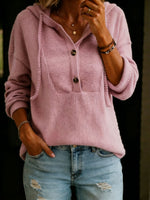 Women's Solid Color Hooded Crew Neck Long-sleeved Sweater