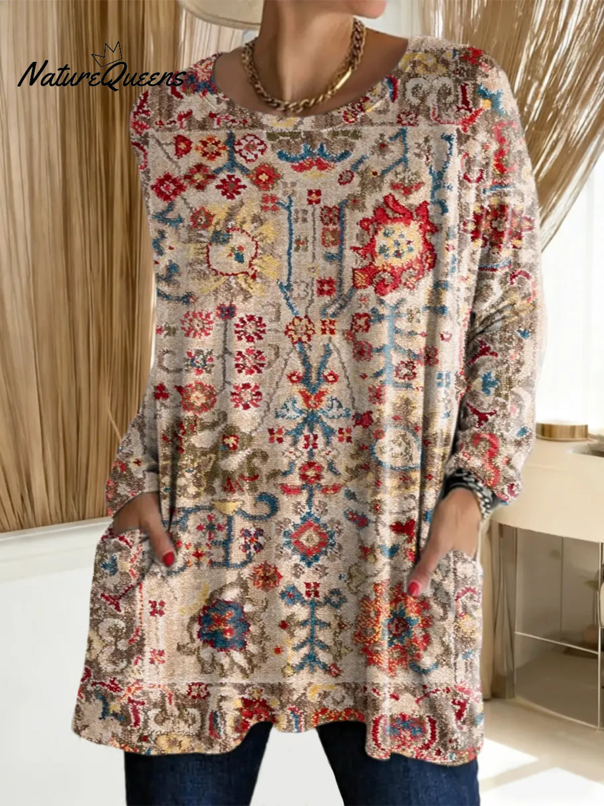 Women's Floral Pattern Art Print Casual Cotton T-shirt