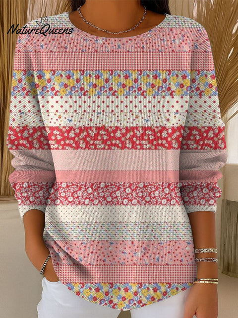Women's Color Flowers Gradient Casual Pullover Sweater