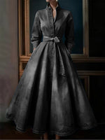 Women's Stand-collar Long-sleeved Casual Loose Denim Dress