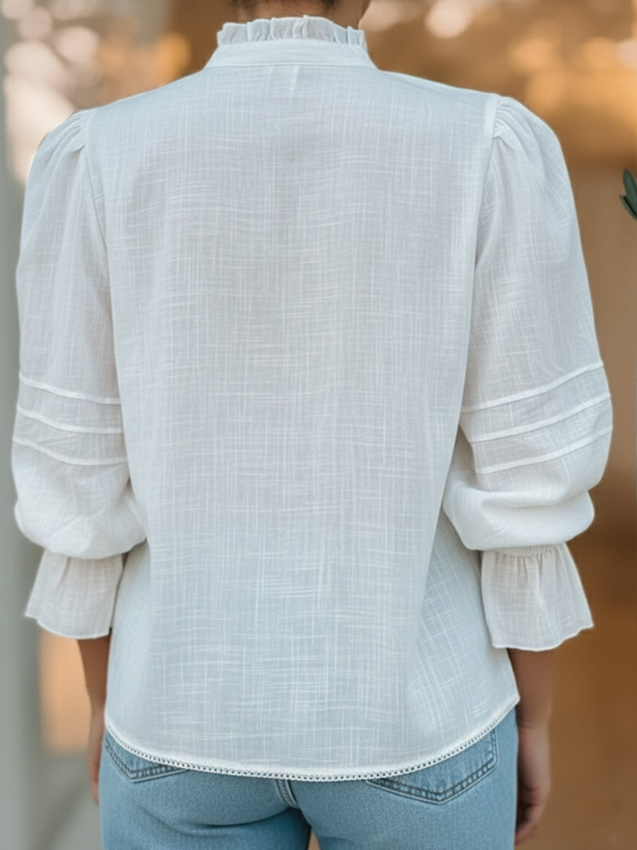 Patchwork Lace Linen And Cotton Shirt