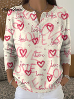 Love Patterns Print Casual Valentine's Day Sweater