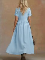 Comfortable Linen And Cotton Tie-waist Dress