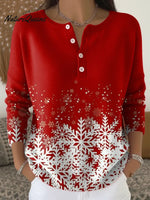 Women's Snowflake Pattern Art Print Casual Cardigan Sweater